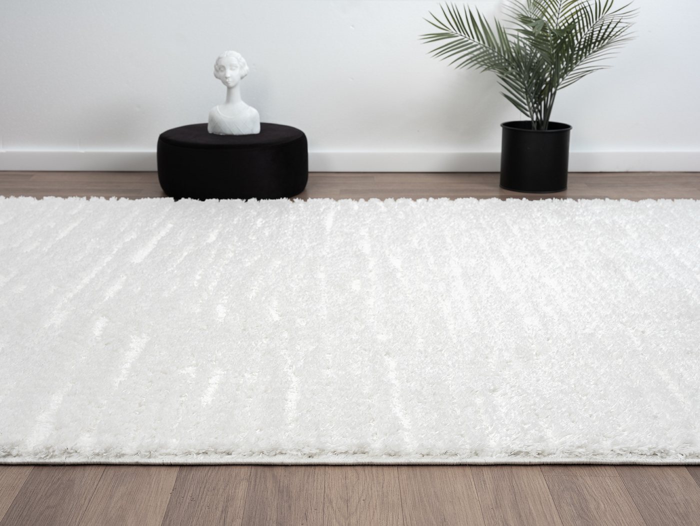 Vimoda Hochflor-Teppich Shaggy Langflor, weich & küschlich Teppich Wohnzimmer Weiß, Rechteckig, Höhe: 30 mm, 3D Motiv, Raute, luxuriöser Look für Wohnzimmer, Kinderzimmer