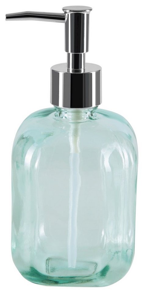 spirella Seifenspender CARLOS, 100% recyceltes Glas, extra großes Volumen, 500 ml, klassisches Retro Vintage Design im Barber-Shop-Style, Made in Europe, grün