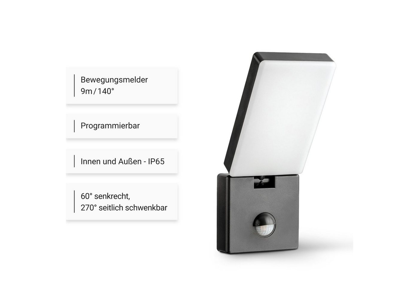 SEBSON Außen-Wandleuchte LED Außenleuchte Bewegungsmelder 9m/140° IP65 15W 900lm kaltweiß, Kaltweiß, Bewegungsmelder programmierbar Bild 3