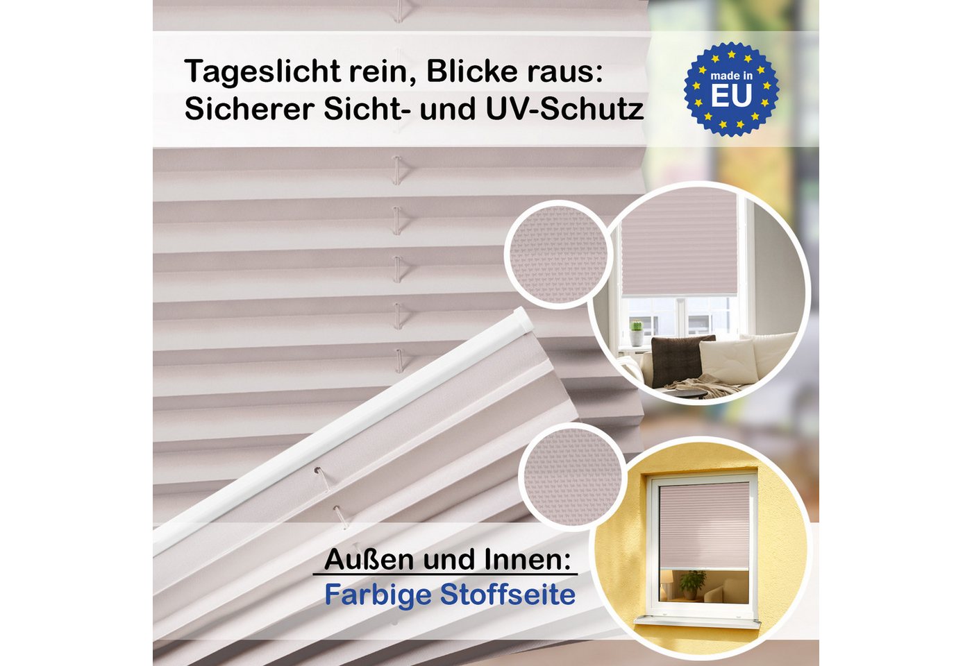 Rikmani Plissee Klemmfix ohne Bohren Rosé 40x100 cm, blickdicht, Klemmfix, Sichtschutz, Sonnenschutz, einfache Montage, Stufenlos verstellbar Bild 3