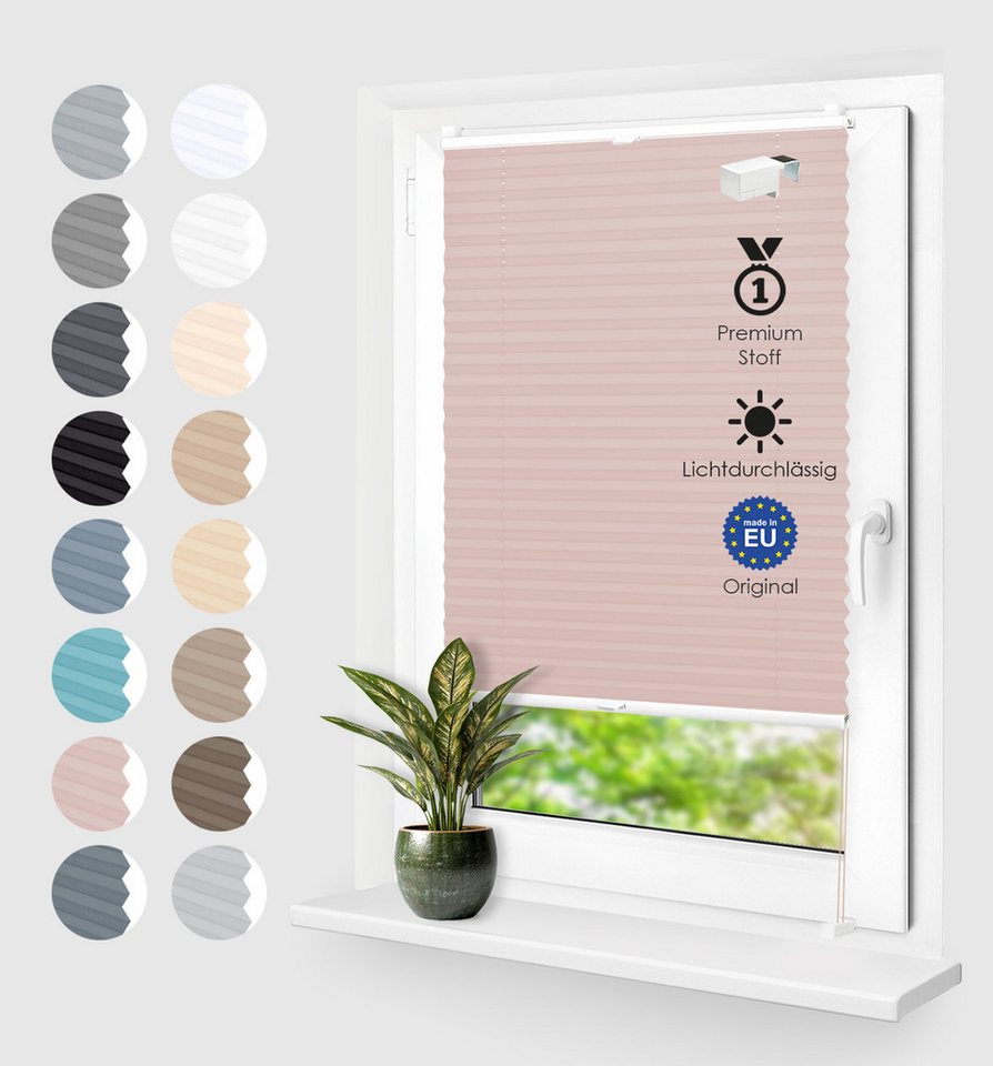 Rikmani Plissee Klemmfix ohne Bohren Rosé 40x100 cm, blickdicht, Klemmfix, Sichtschutz, Sonnenschutz, einfache Montage, Stufenlos verstellbar Bild 5