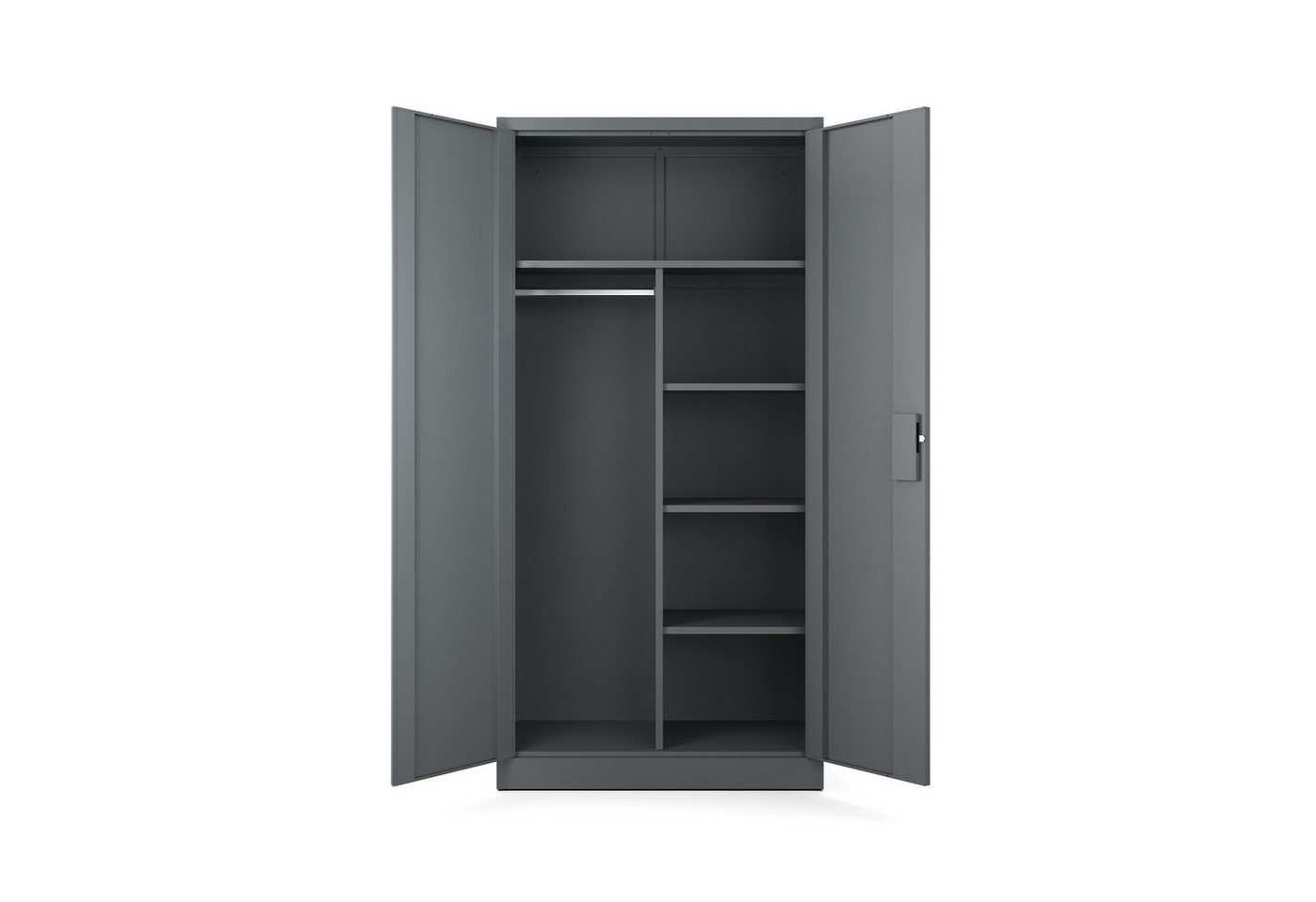 Muralo Aktenschrank Metallschrank für die Firma mit Dreipunktschloss (Packung, 1-St., 185 x 90 x 45 cm) Dreipunktblockade, Kleiderstange, 4 verstellbare Regalböden Bild 3