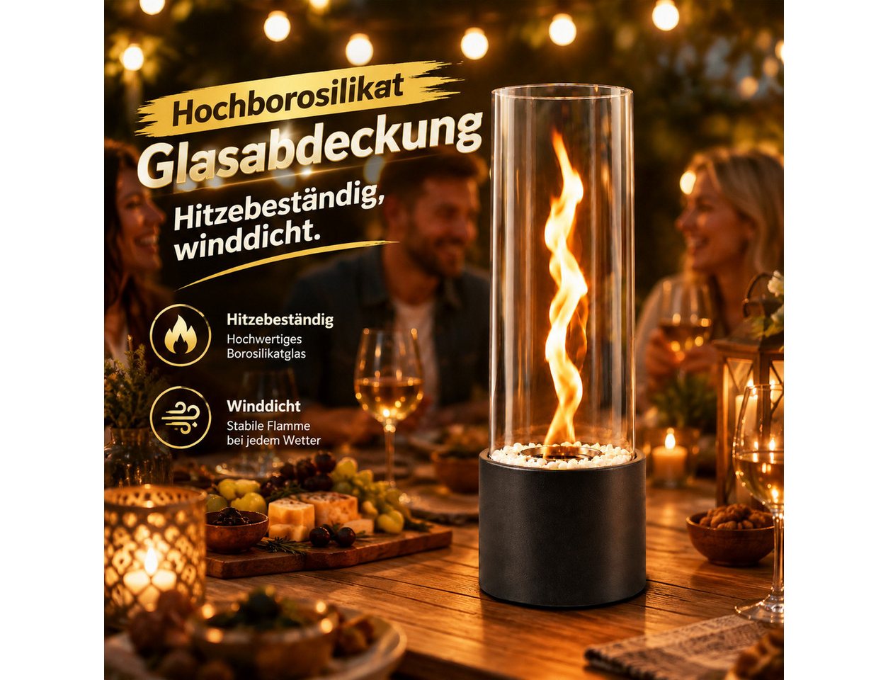 Ledklang Tischfeuer Ethanol Rund Tischkamin Indoor Outdoor 40cm Kamin Tischfeuerstelle (für Tisch, Terrasse, Balkon & Garten), Als Party Geschenkidee stilvolle Tischdeko oder festliche Atmosphäre
