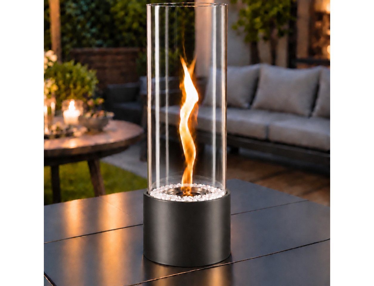 Ledklang Tischfeuer Ethanol Rund Tischkamin Indoor Outdoor 40cm Kamin Tischfeuerstelle (für Tisch, Terrasse, Balkon & Garten), Als Party Geschenkidee stilvolle Tischdeko oder festliche Atmosphäre Bild 3