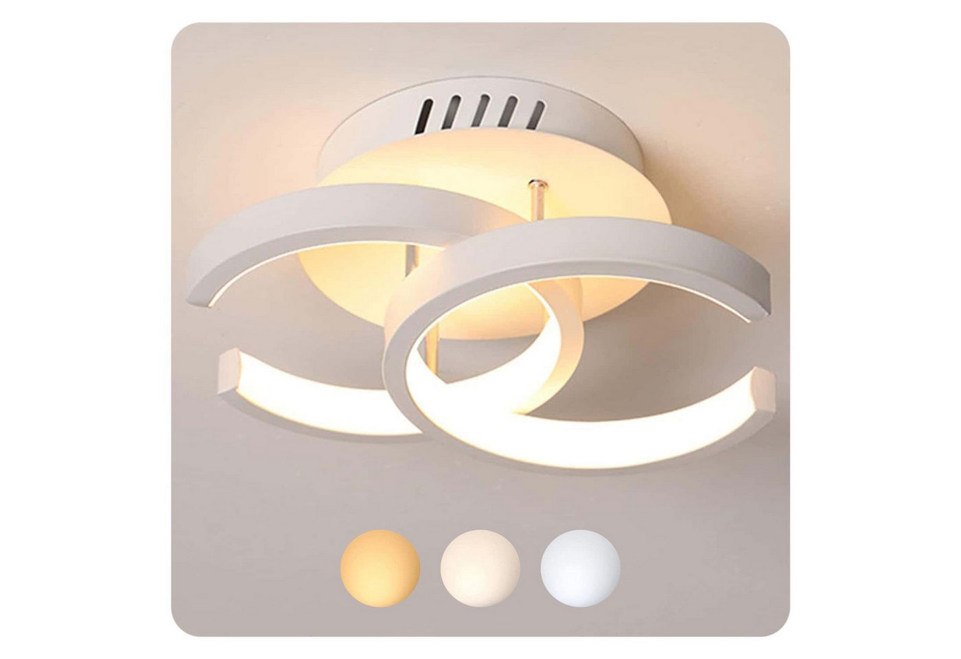 wohnTRAUM24 Deckenleuchte LED Deckenleuchte Wohnzimmer Modern 2 Flammig 22W Lampe 3000-6000K, Einstellbar, LED fest integriert, Kaltweiß/Naturweiß/Warmweiß, orbicular Deckenlampe für Wohnzimmer Küche Schlafzimmer Flur Büro