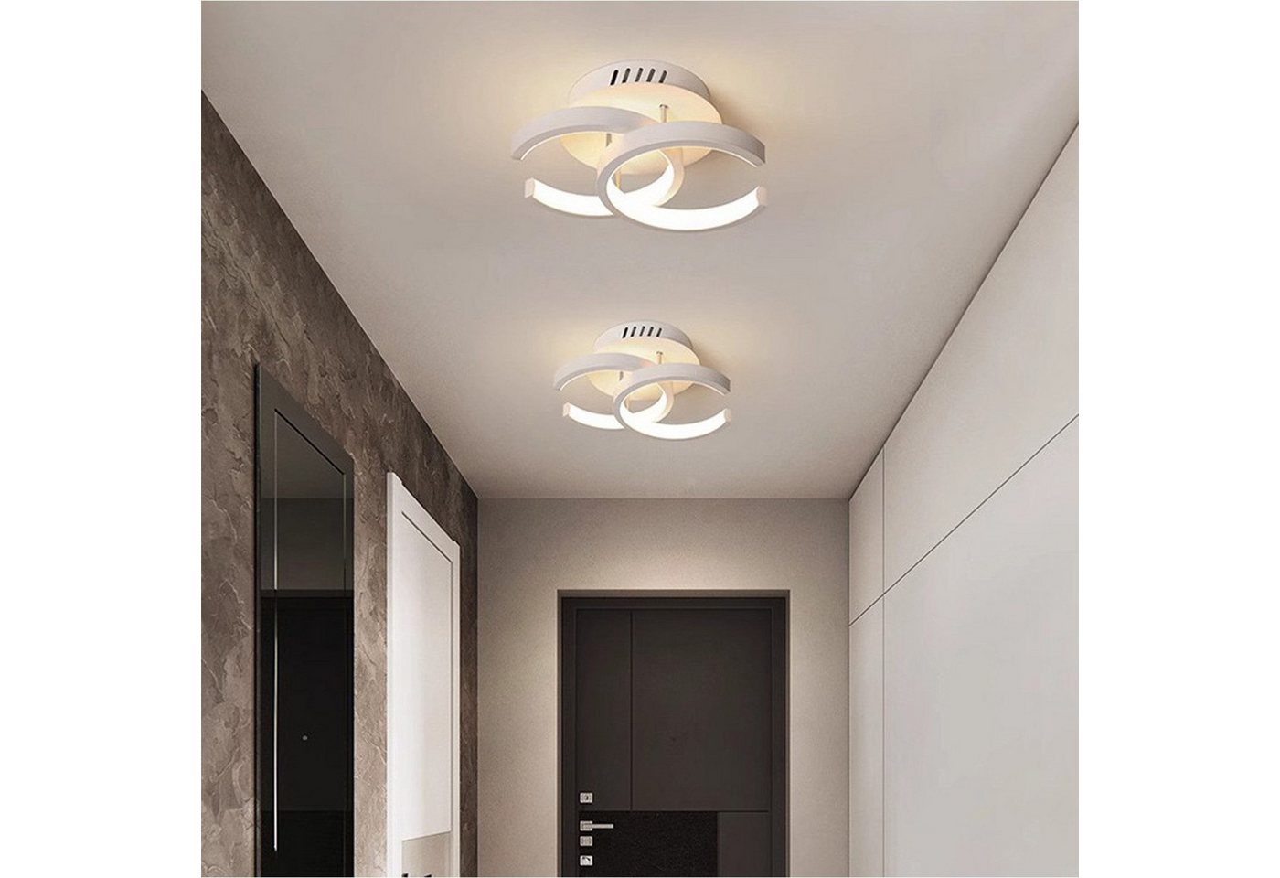 wohnTRAUM24 Deckenleuchte LED Deckenleuchte Wohnzimmer Modern 2 Flammig 22W Lampe 3000-6000K, Einstellbar, LED fest integriert, Kaltweiß/Naturweiß/Warmweiß, orbicular Deckenlampe für Wohnzimmer Küche Schlafzimmer Flur Büro Bild 3