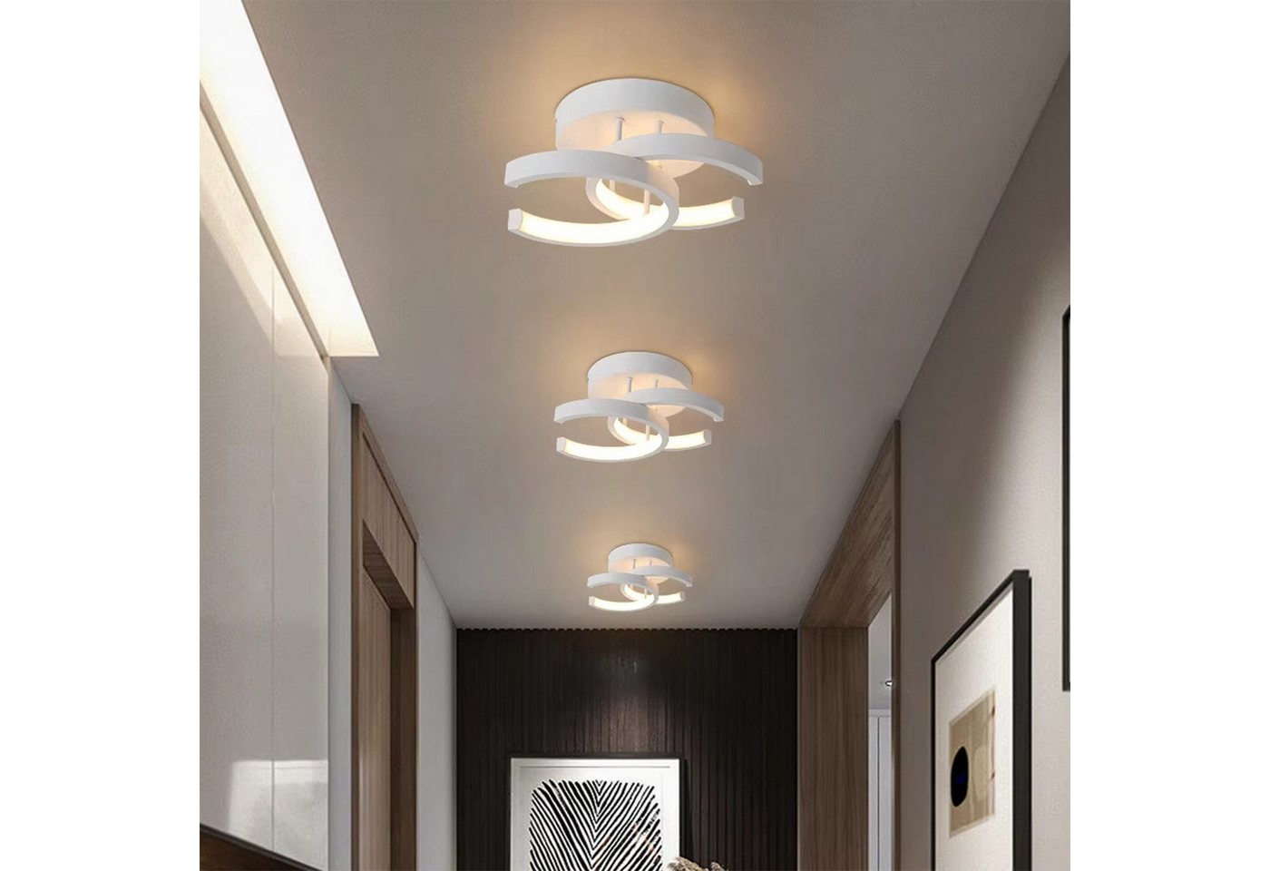 wohnTRAUM24 Deckenleuchte LED Deckenleuchte Wohnzimmer Modern 2 Flammig 22W Lampe 3000-6000K, Einstellbar, LED fest integriert, Kaltweiß/Naturweiß/Warmweiß, orbicular Deckenlampe für Wohnzimmer Küche Schlafzimmer Flur Büro Bild 4
