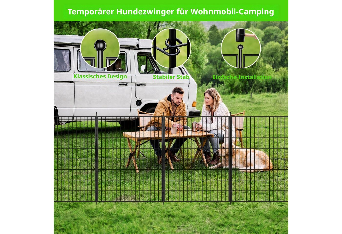 GarveeMore Spalier Gartenzaun Metall, 10 Stück Hundezaun, 60/80/ 102cm H 720cm L Bild 4