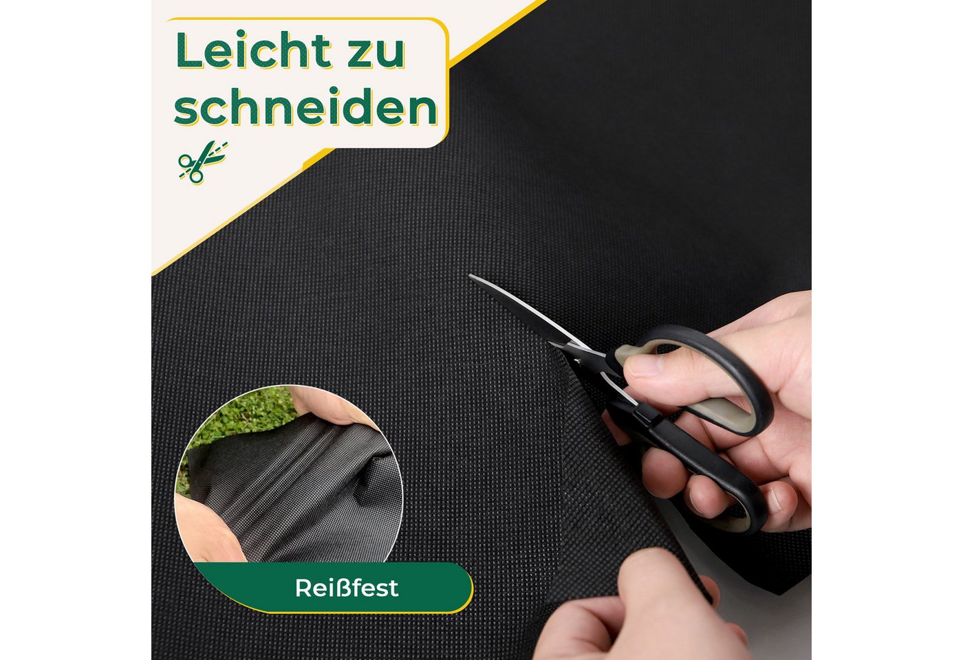OUNUO Unkrautvlies Gartenvlies 100g/m² Rolle Unkrautfolie Wasserdurchlässig, 1mx50m