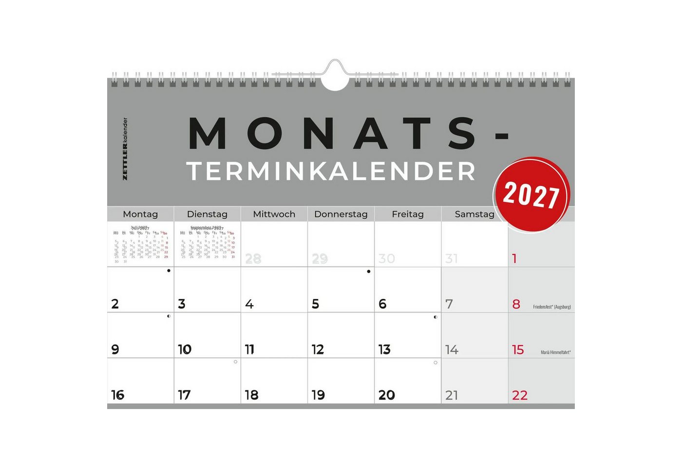 Wandkalender Monatsterminkalender 1M/1S 2027