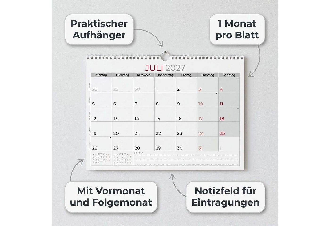 Wandkalender Monatsterminkalender 1M/1S 2027 Bild 2