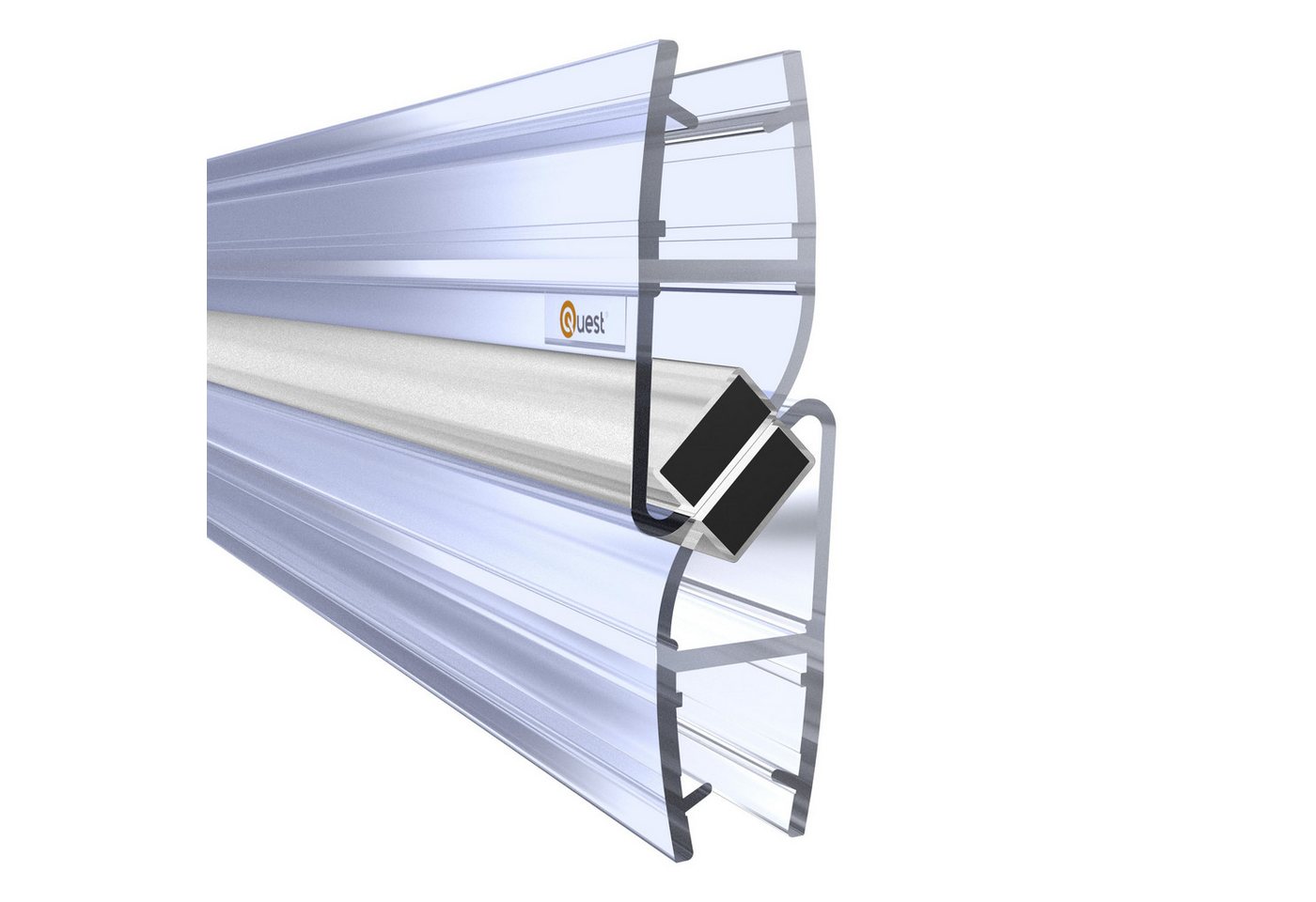 Quest Duschdichtung Magnetdichtung 90° für Eckduschen, 200 cm, 2 Stück, L: 200,00 cm, (Packung, 2-St), für 6-8 mm Glas, 200 cm, transparent