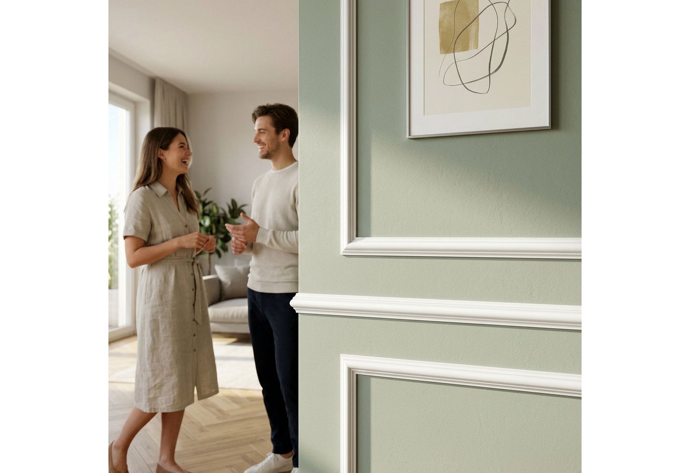 Quest Stuckleiste Zierleiste Wand PS 40 x 20 mm, überstreichbar, Verklebt, Polystyrol (PS) 40 x 20 mm, 1-St., englische Wandvertäfelung, 200 cm, weiß Bild 2