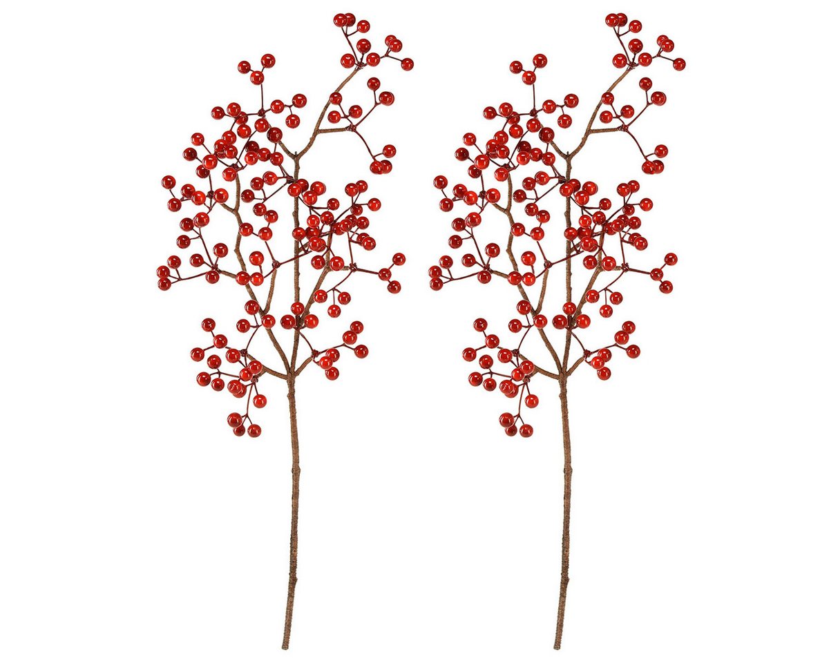 Winterliche Kunstpflanze Beerenzweig Künstlich Rot 50cm Deko Weihnachtszauber 2er Set, 2 Stück, Florists Products, Höhe 1 cm