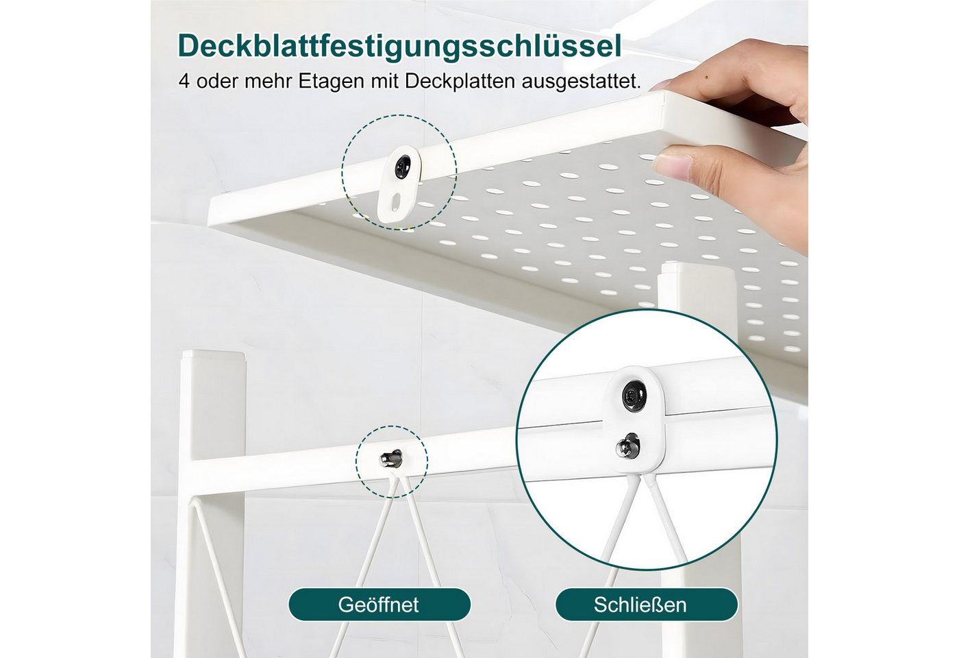 FOXSPORT Standregal mit Rollen, Mehrzweckregal, 1er-Packung, Komplett-Set, Traglast von 20 kg pro Ebene, mit 4/5 Ablagen, Lagerregal, Küchenregal, 72x37x163cm Bild 3