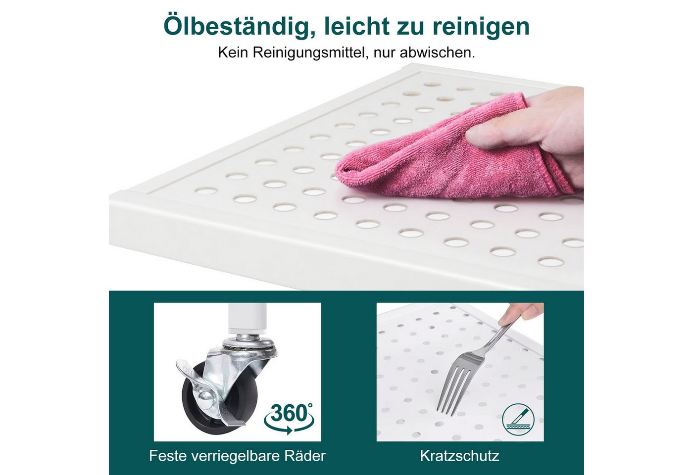 FOXSPORT Standregal mit Rollen, Mehrzweckregal, 1er-Packung, Komplett-Set, Traglast von 20 kg pro Ebene, mit 4/5 Ablagen, Lagerregal, Küchenregal, 72x37x163cm Bild 5