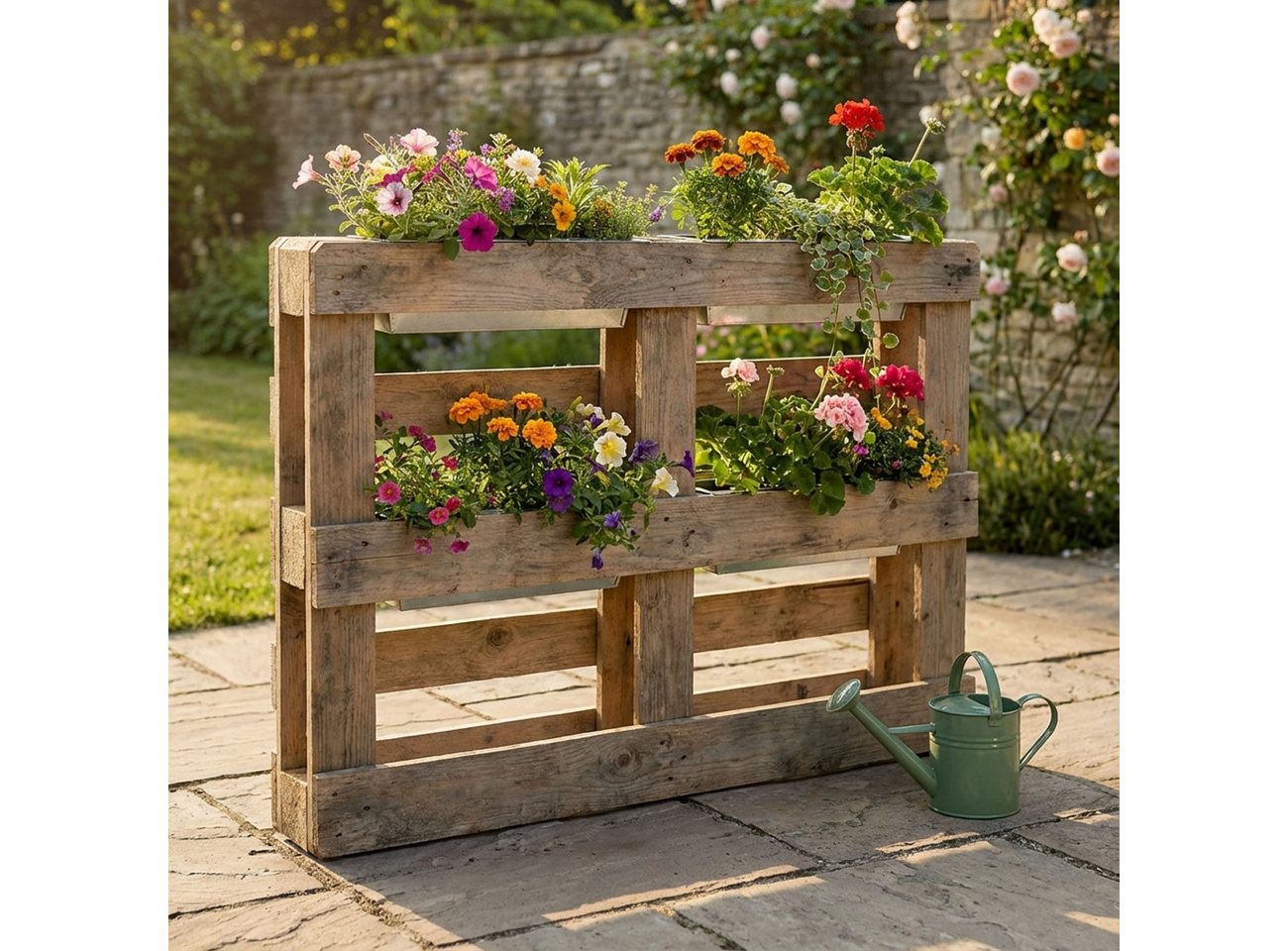 shop'n smile ideoon Blumenkasten Premium Pflanzkasten für Europaletten aus verzinktem Metall (4 St., 1-er, 2-er, 4-er, 6-er, 8-er Set), 3 Ablauflöchern, Blumenkasten für Palettenmöbel Bild 5