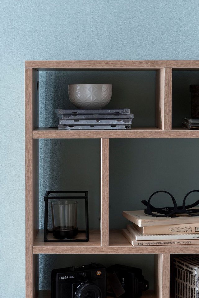 FINEBUY Wandregal SuVa14522_1 SV51844 Hängeregal Wandboard Holz Bücherregal Klein Modern, Sonoma 75x51x16 cm, Design Holz Hängeregal Modern, Schweberegal Wand, Wandboard Schmal, Dekoregal Bild 3