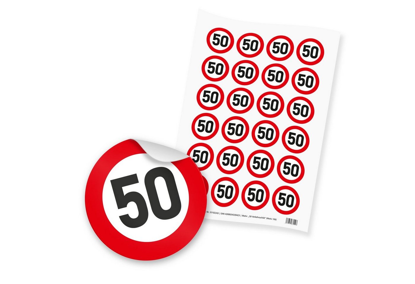 itenga Aufkleber itenga 24x Sticker "50" Verkehrsschild (Motiv 106)