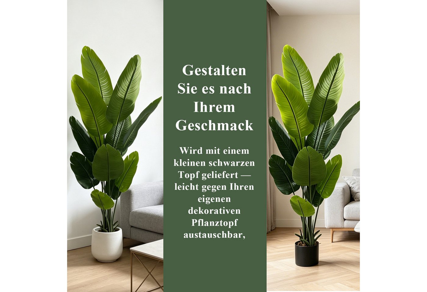 Künstliche Zimmerpflanze Paradiesvogelbaum Höhe 160/180 cm im Topf tropische Deko Paradiesvogelbaum, CASSILANDO, Höhe 160 cm, Kunststofftopf Bild 4
