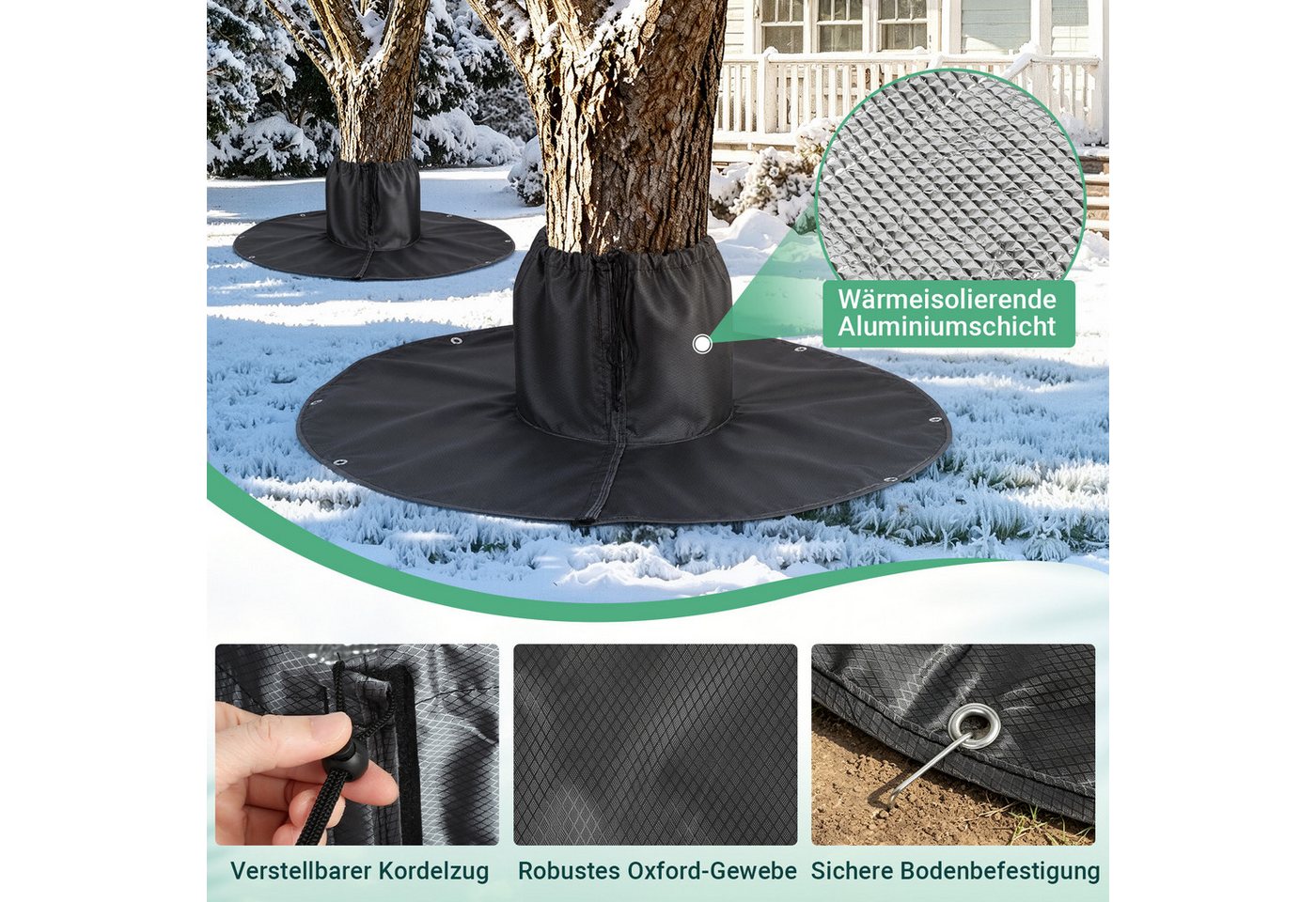 Clanmacy Winterschutzvlies 4er Pflanzen Winterschutz Frostschutzmatte Ø100 cm für Bäume Bild 3