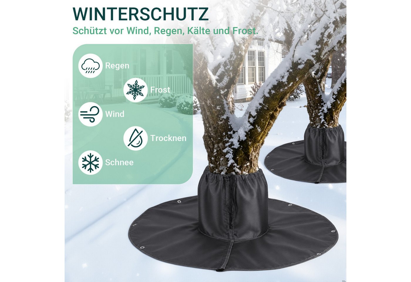 Clanmacy Winterschutzvlies 4er Pflanzen Winterschutz Frostschutzmatte Ø100 cm für Bäume Bild 5