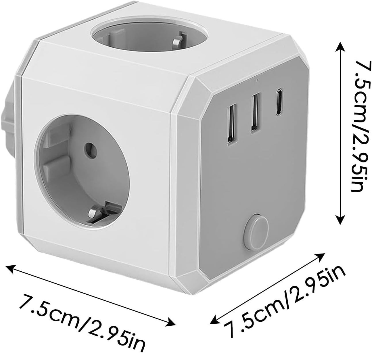 LaCute Steckdosenwürfel mit 4 Steckdosen, 3 USB und USB-C 2500W Mehrfachsteckdose 4-fach (1 USB-C-Anschluss, 3 USB-Anschlüsse, 4 Steckdosen), 4 Steckdosen, 3 USB-Anschlüsse und 1 USB-C-Anschluss Bild 5