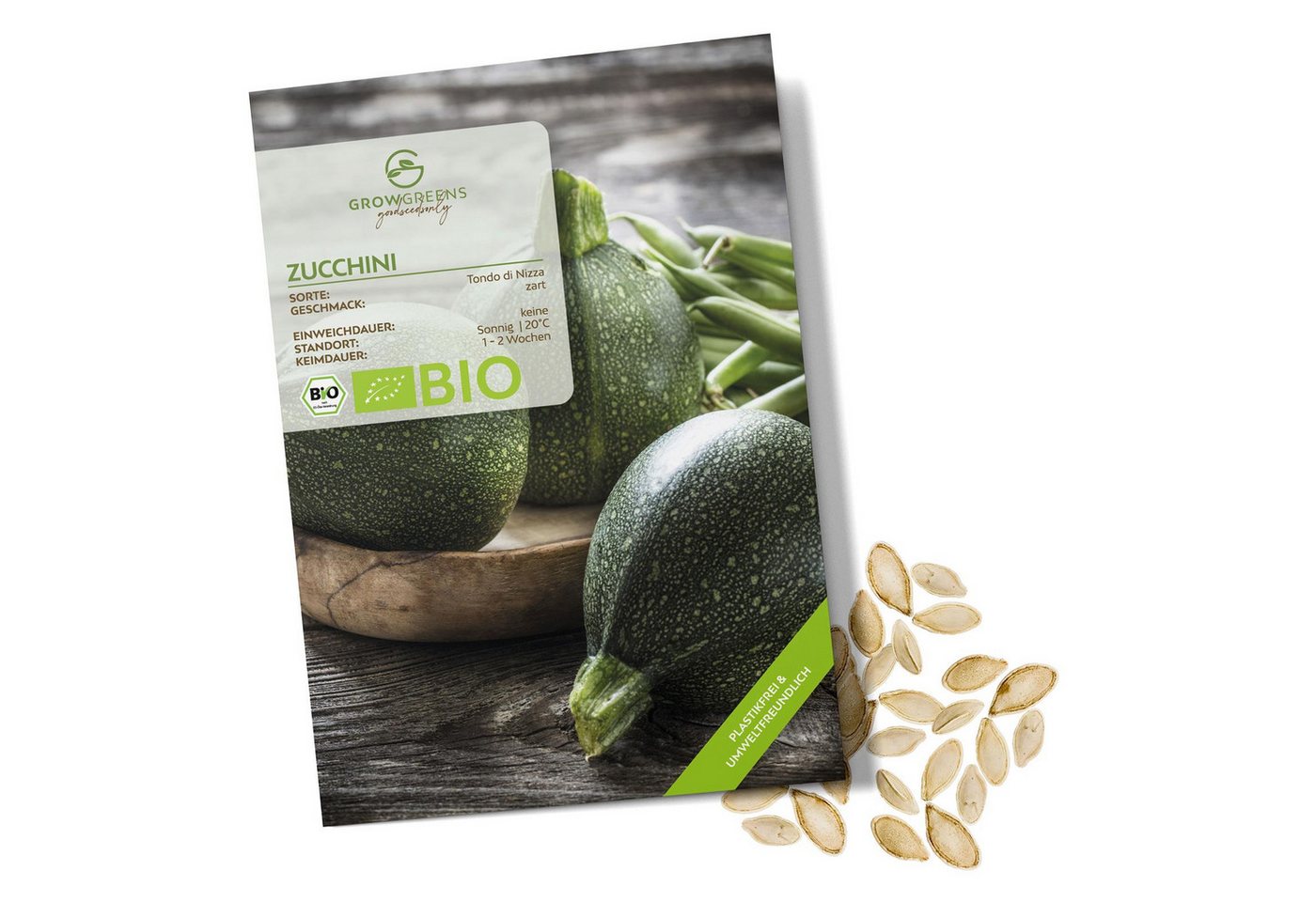 Growgreens Gemüsesamen BIO Zucchini Samen Rund (Tondo di Nizza) - Zucchini Saatgut (5 Korn), Zucchini Bild 5