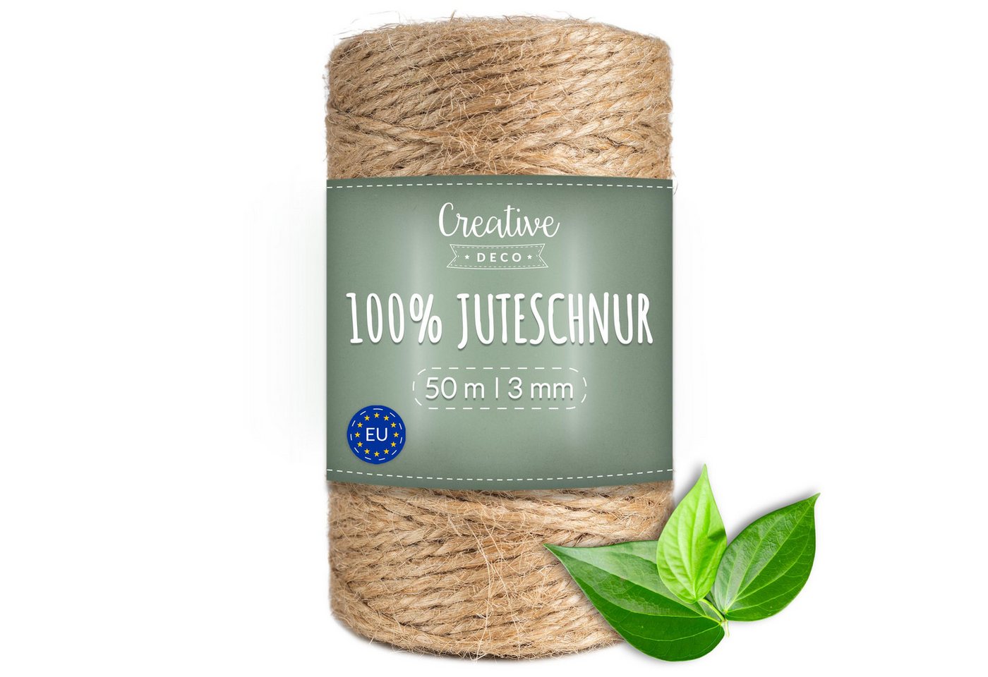 Creative Deco 50m Juteschnur Natur Braun, 3 mm Dicke 3-Lagig Bastelgarn Bild 2