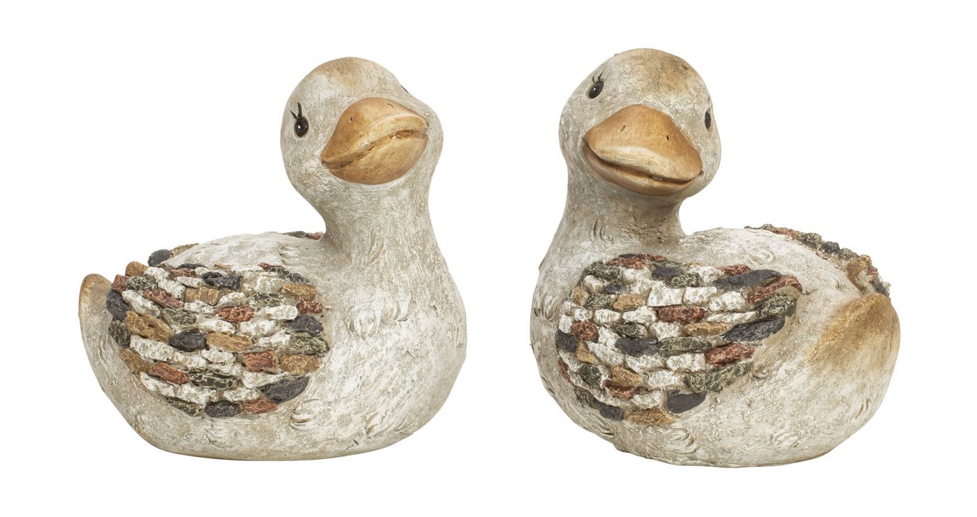 mucHome Gartenfigur Ente, grau-braun, Höhe 17cm aus Polyresin für Garten, Blumenbeete Figur