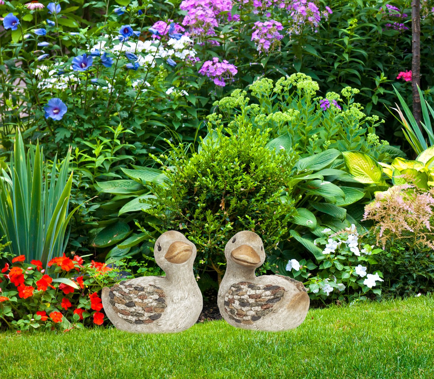 mucHome Gartenfigur Ente, grau-braun, Höhe 17cm aus Polyresin für Garten, Blumenbeete Figur Bild 2