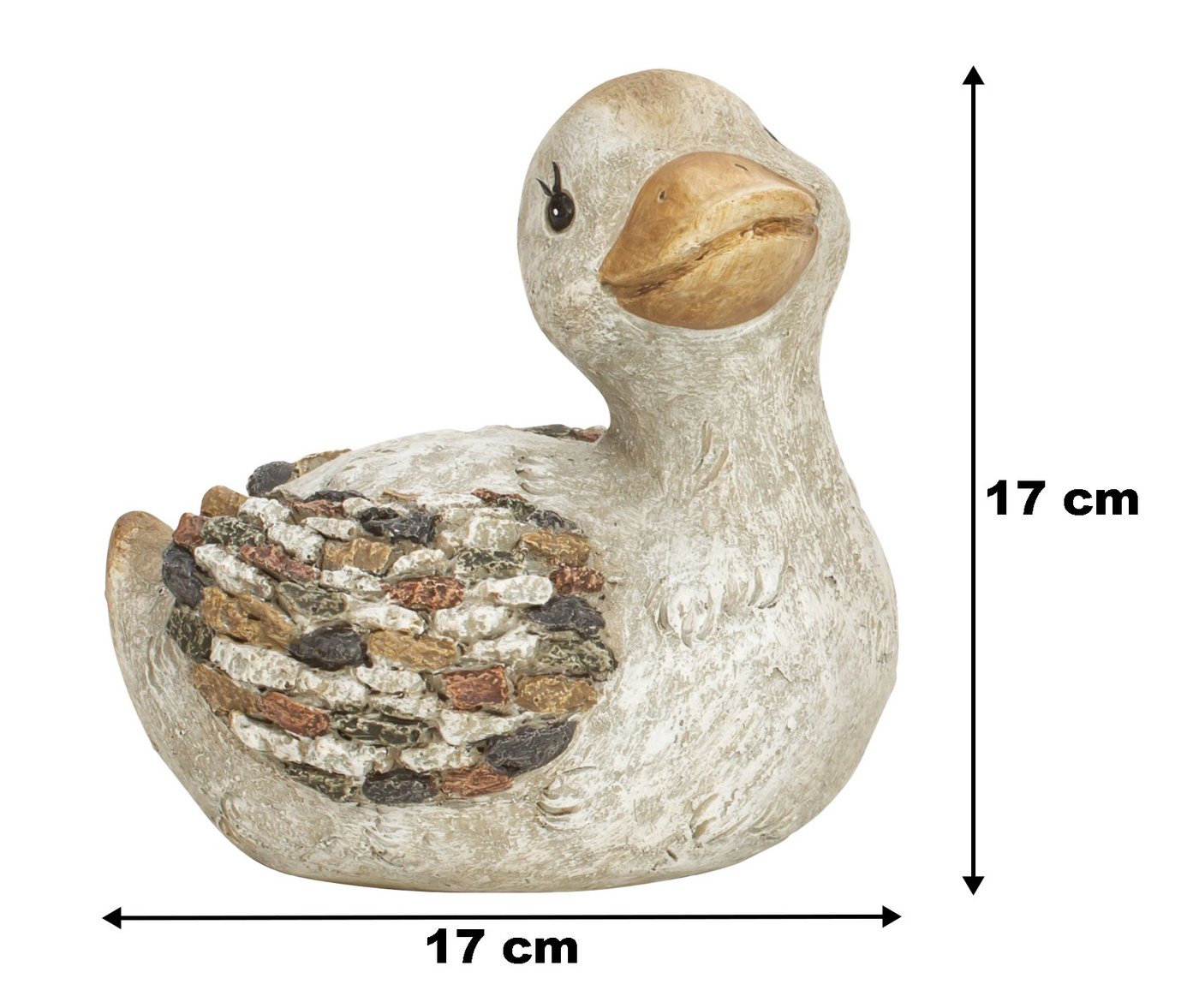 mucHome Gartenfigur Ente, grau-braun, Höhe 17cm aus Polyresin für Garten, Blumenbeete Figur Bild 3