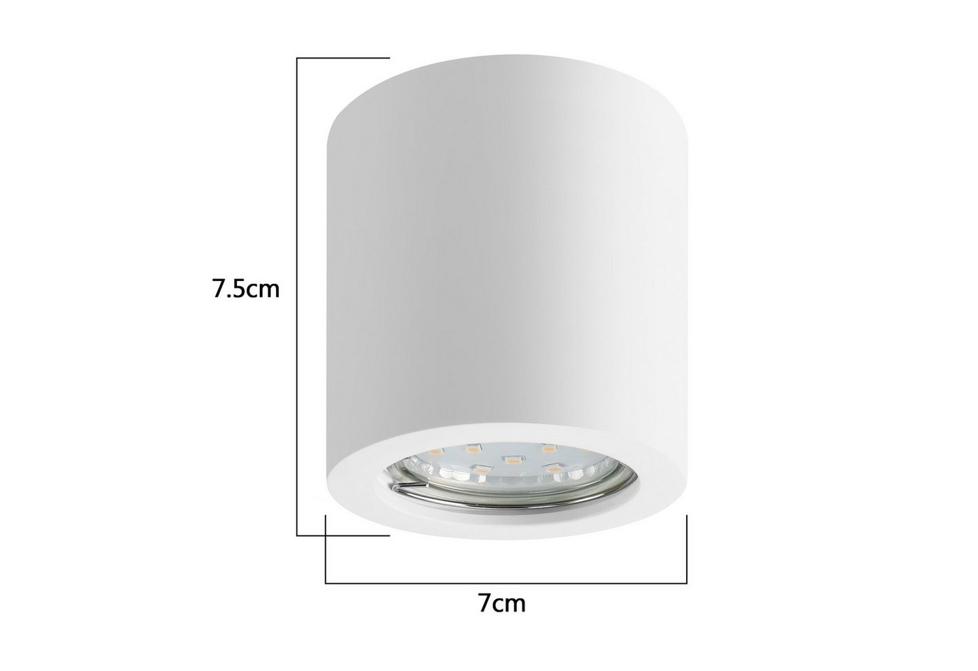 ZMH Aufbauleuchte Weiß GU10 Deckenstrahler aus Gips Modern klein für Küche Wohnzimmer, ohne Leuchtmittel, Modern klein Deckenlampe Max.40W für Kunstausstellung Flur Bild 3