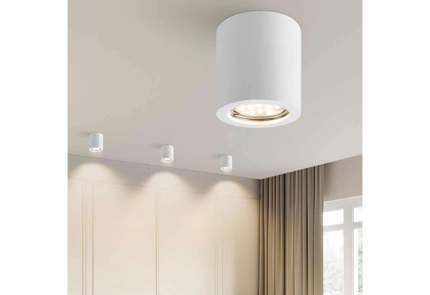 ZMH Aufbauleuchte Weiß GU10 Deckenstrahler aus Gips Modern klein für Küche Wohnzimmer, ohne Leuchtmittel, Modern klein Deckenlampe Max.40W für Kunstausstellung Flur Bild 4