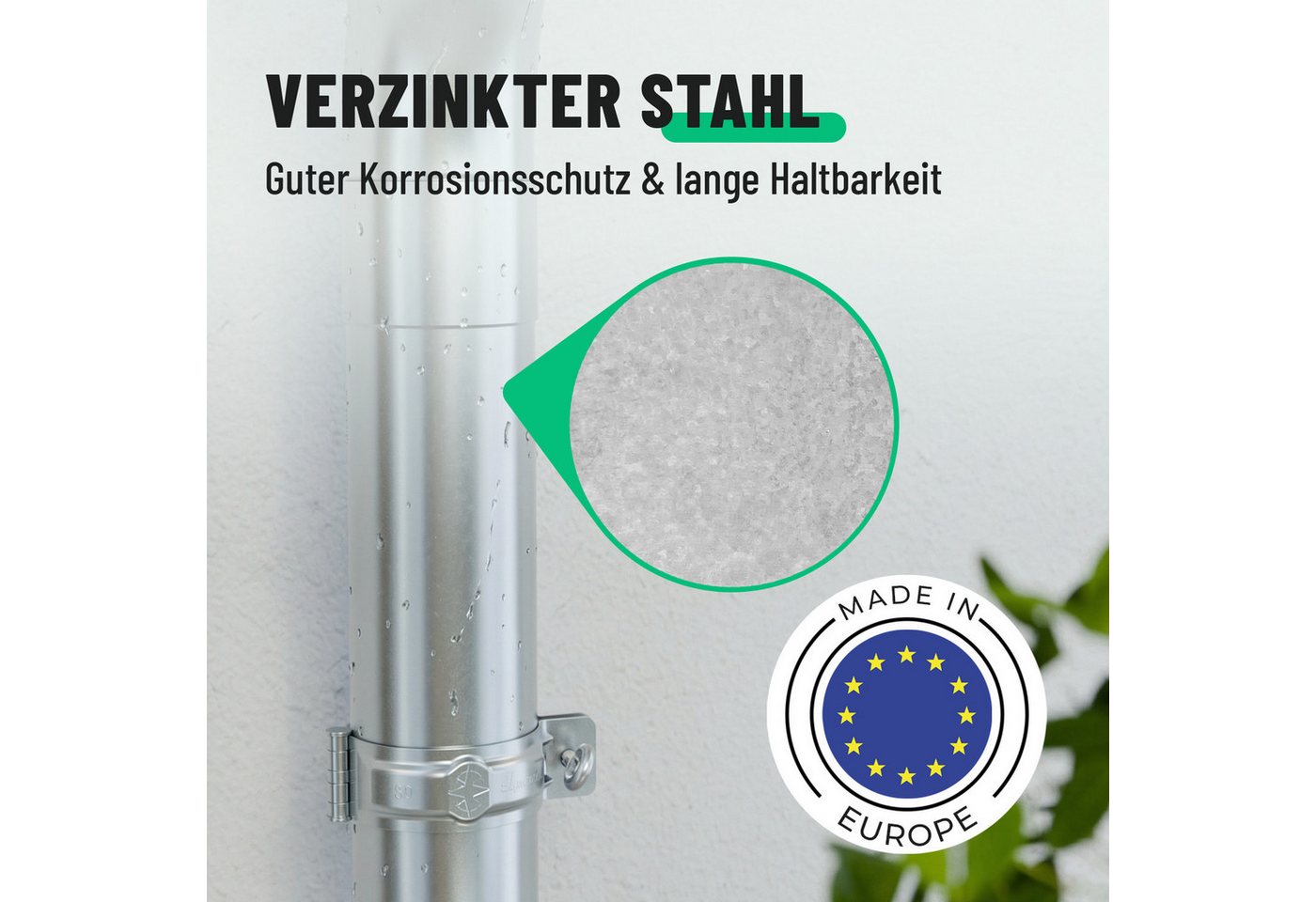 greate. Dachrinne 2x Fallrohrbogen verzinkt 72° Neigung & 100mm, Fallrohr Bogen, 2-St. Bild 4