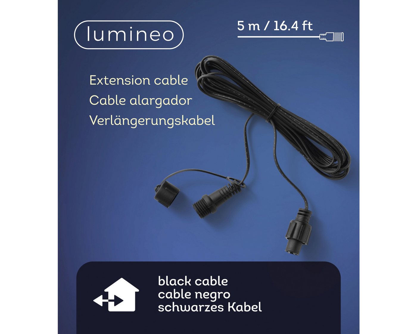 Lumineo LED-Lichterkette, Verlängerungskabel 5m PVC Kabel Outdoor Schwarz Bild 2