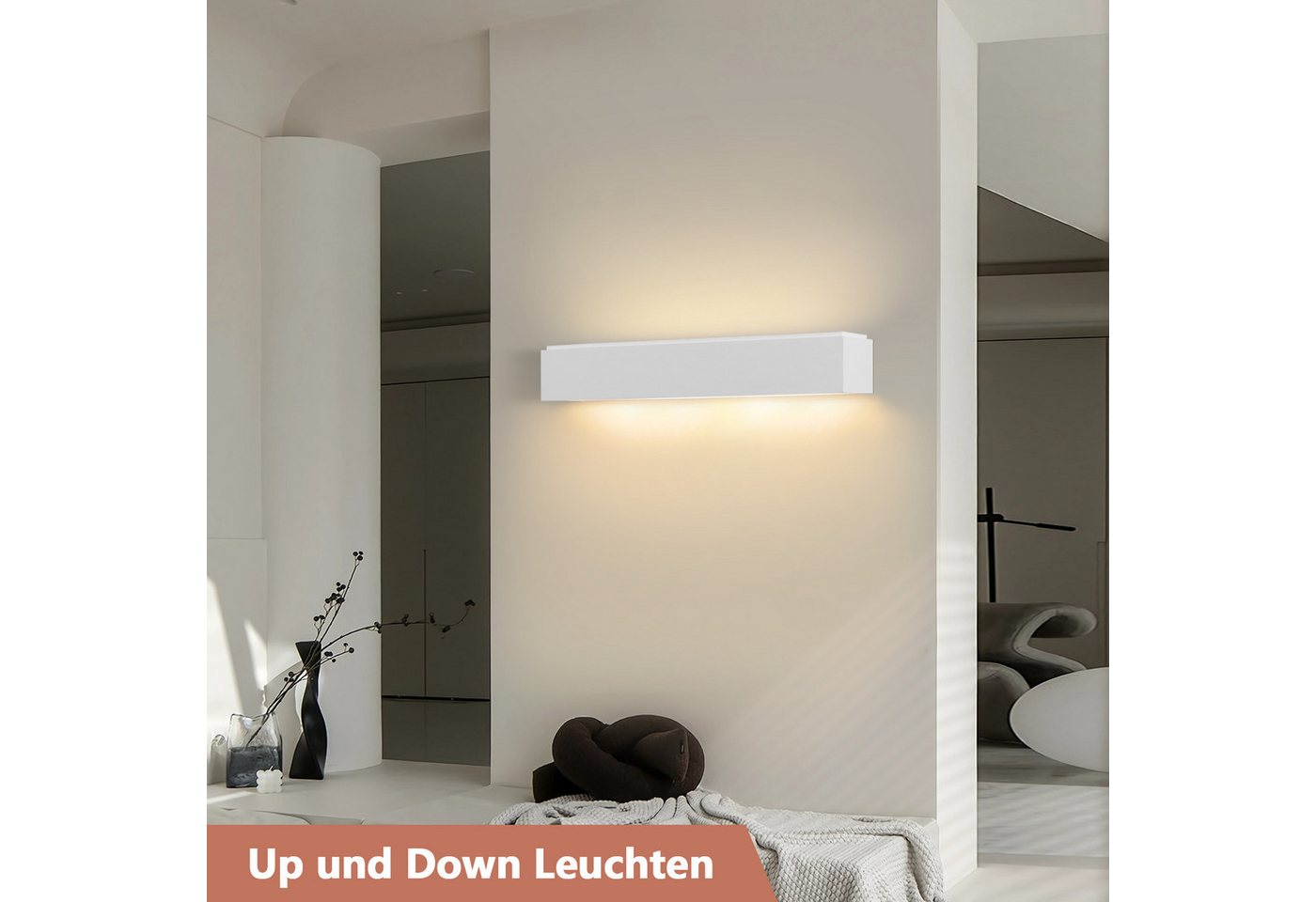 ZMH Wandleuchte innen Weiß G9 40W Modern Wandlampe Schlafzimmer Wohnzimmer Flur, ohne Leuchtmittel, 1 flammig,Up-Down-Lichteffekt,Flurlampe für Treppenhaus, 1 Stück