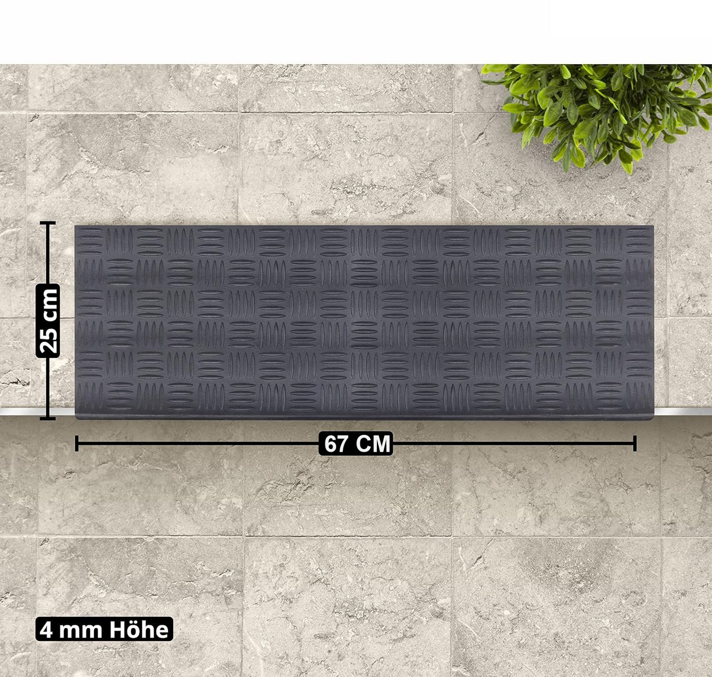 wohnTRAUM24 Stufenmatte Stufenmatten Synthetischer Gummi Außen mit Stufenkante 67 x 25cm, Treppenteppich für Innen Outdoor Teppich Bild 2