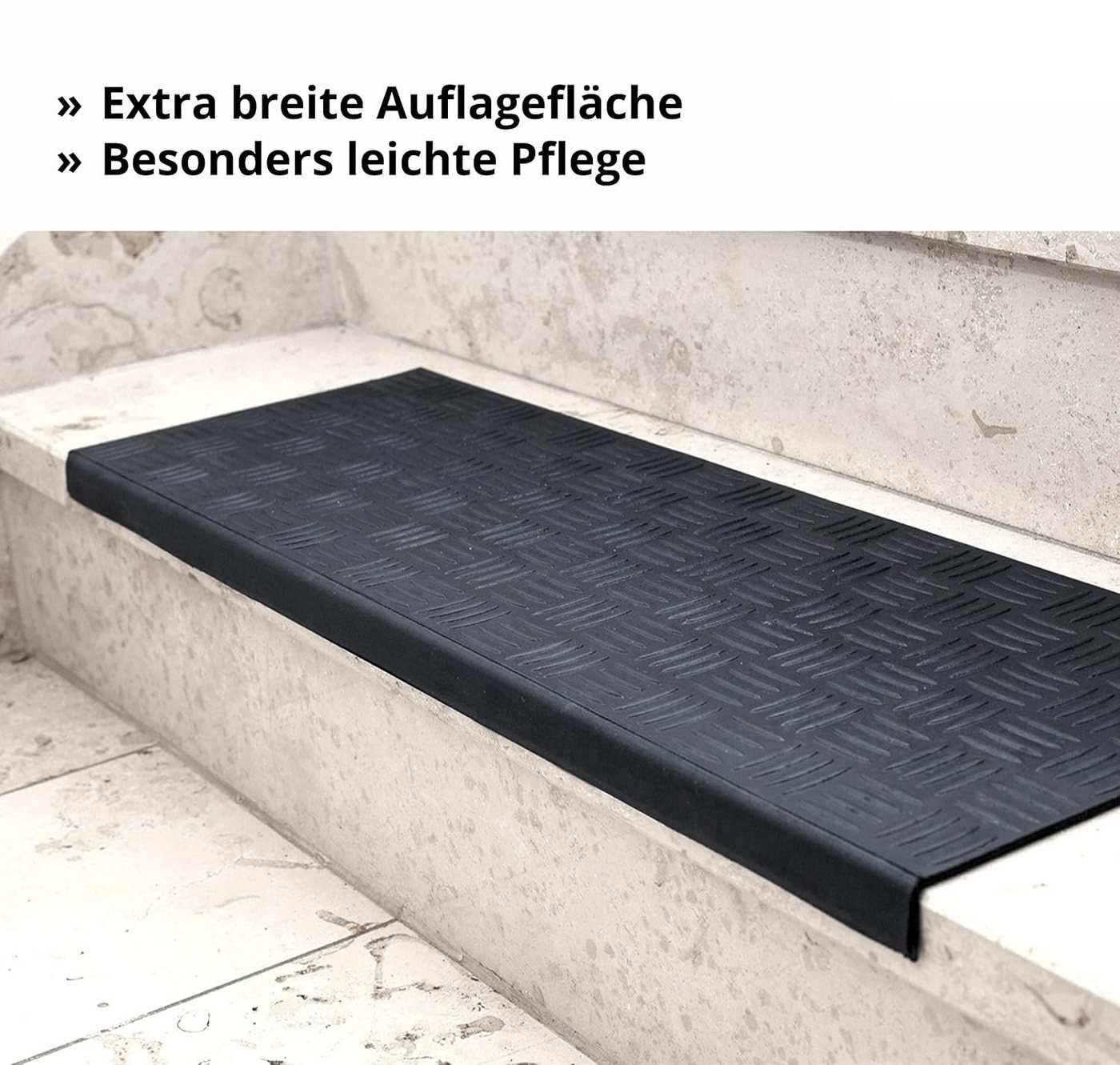 wohnTRAUM24 Stufenmatte Stufenmatten Synthetischer Gummi Außen mit Stufenkante 67 x 25cm, Treppenteppich für Innen Outdoor Teppich Bild 4