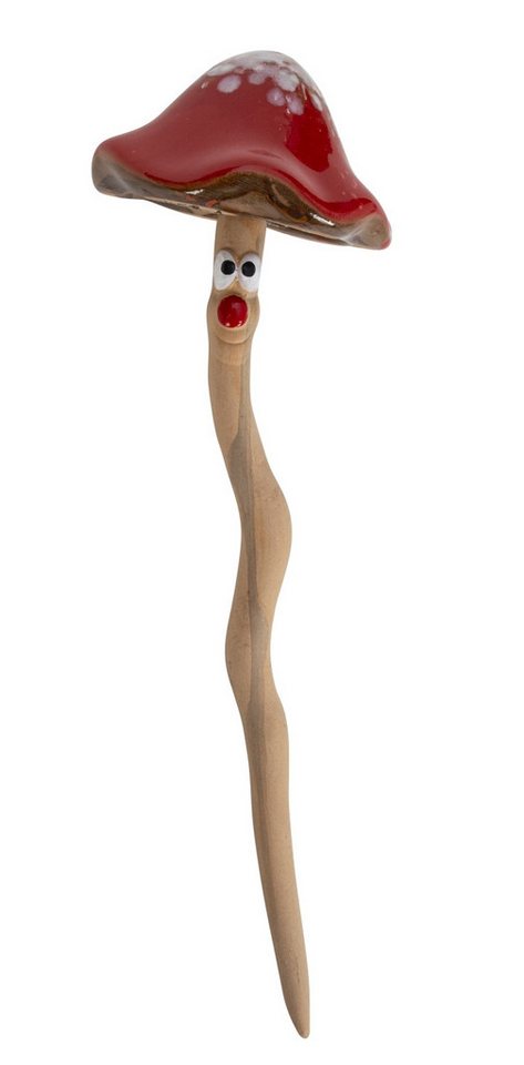 XiRRiX Gartenstecker Beetstecker Pilz mit Wackelfunktion (aus Keramik, Gartendeko) Herbst Deko Pilz Fliegenpilz