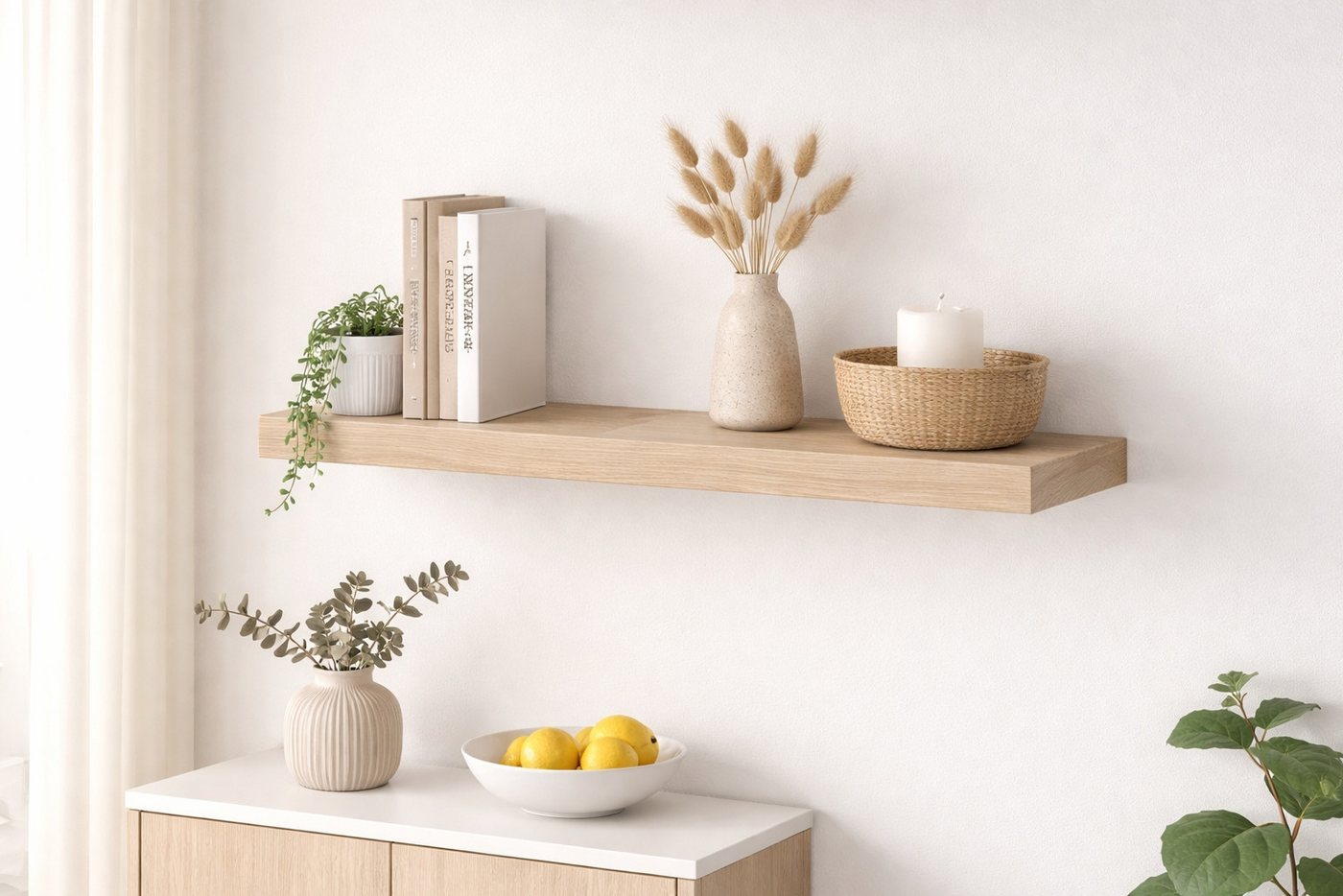 FURNARO Wandboard, in eiche sägerau B/H/T: 90x4x24 cm