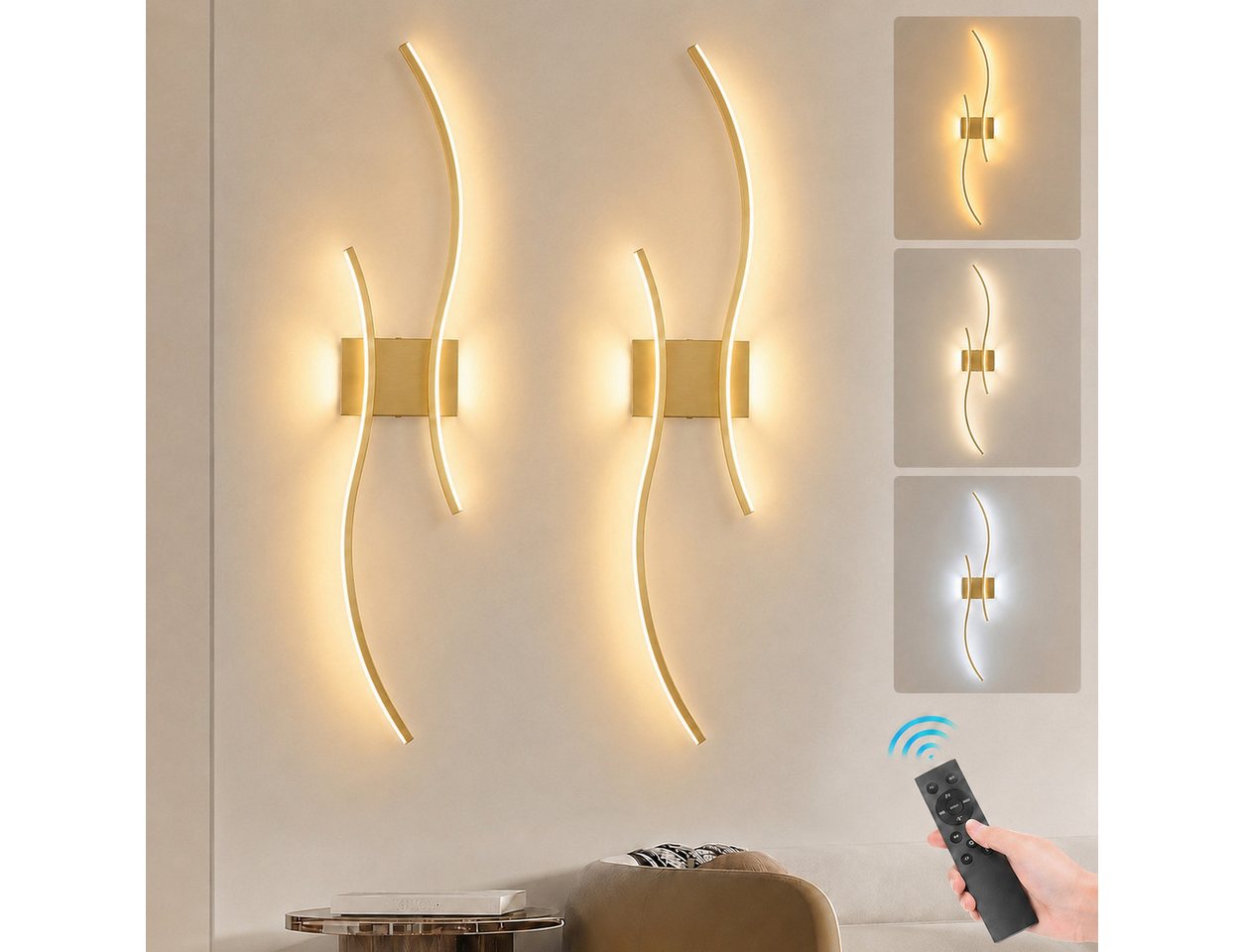Lapamax LED Wandleuchte Akku Wandleuchte Innen, Dimmable, 3000K-6500K, LED, 3 Lichtfarben, für Wohnzimmer Schlafzimmer Flur Treppen Bild 4