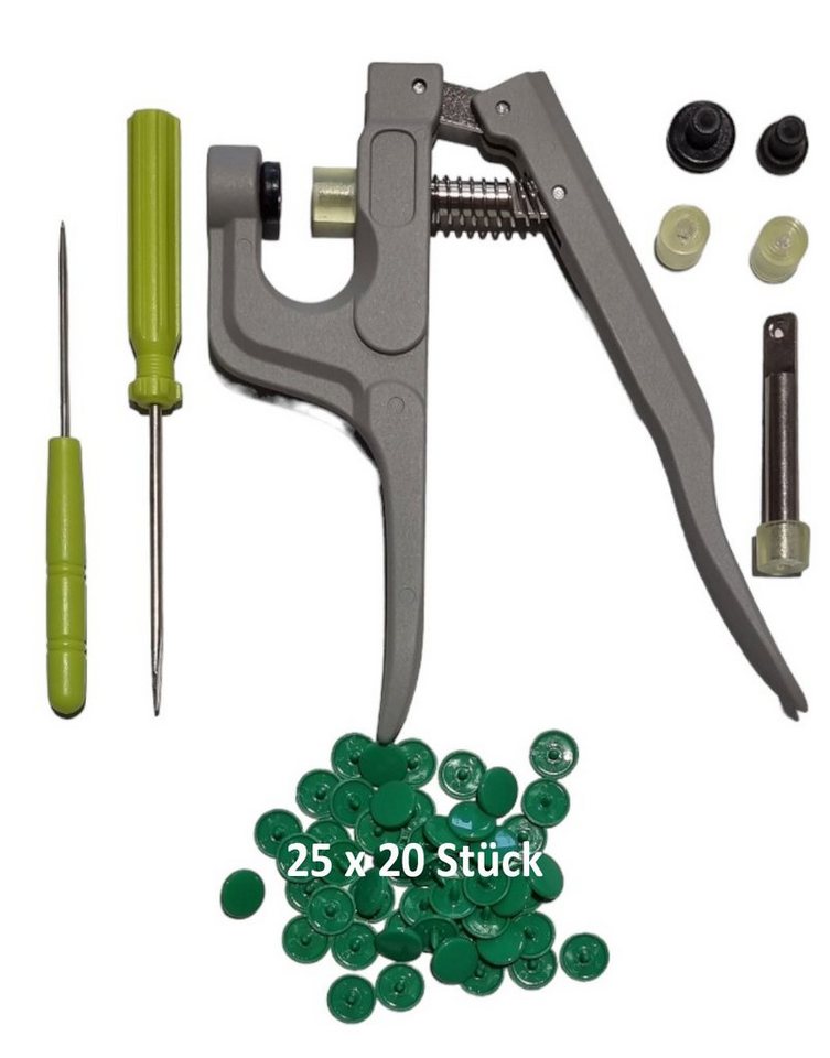 Steidl & Becker Kreativset Set Snaps Zange + Snaps Bundle 500 Knöpfe in 20 verschiedenen Farben