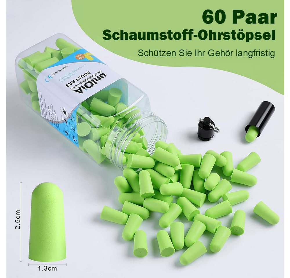 AFKSMILE Gehörschutzstöpsel Ohrstöpsel zum Schlafen 60 Paare, Gehörschutz, Geräuschreduzierung, Schlafen Ohrstöpsel, Wiederverwendbar, Superweiche Ohrenstöpsel Bild 3