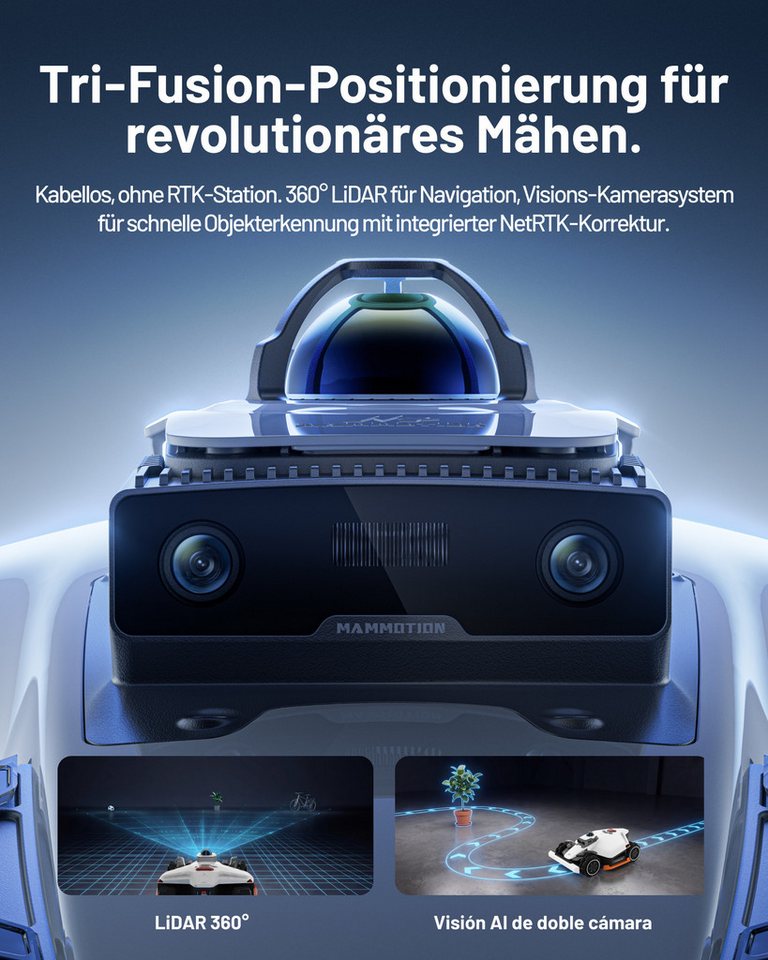 Mammotion Rasenmähroboter LUBA 3 AWD Mähroboter ohne Begrenzungskabel, bis 1500 m² Rasenfläche, (mit Garage, 360° LiDAR + Dual-Kamera-KI-Vision), Allradantrieb, Auto-Kartierung, Rasenmuster erstellen, 4G-Modul, APP Bild 2