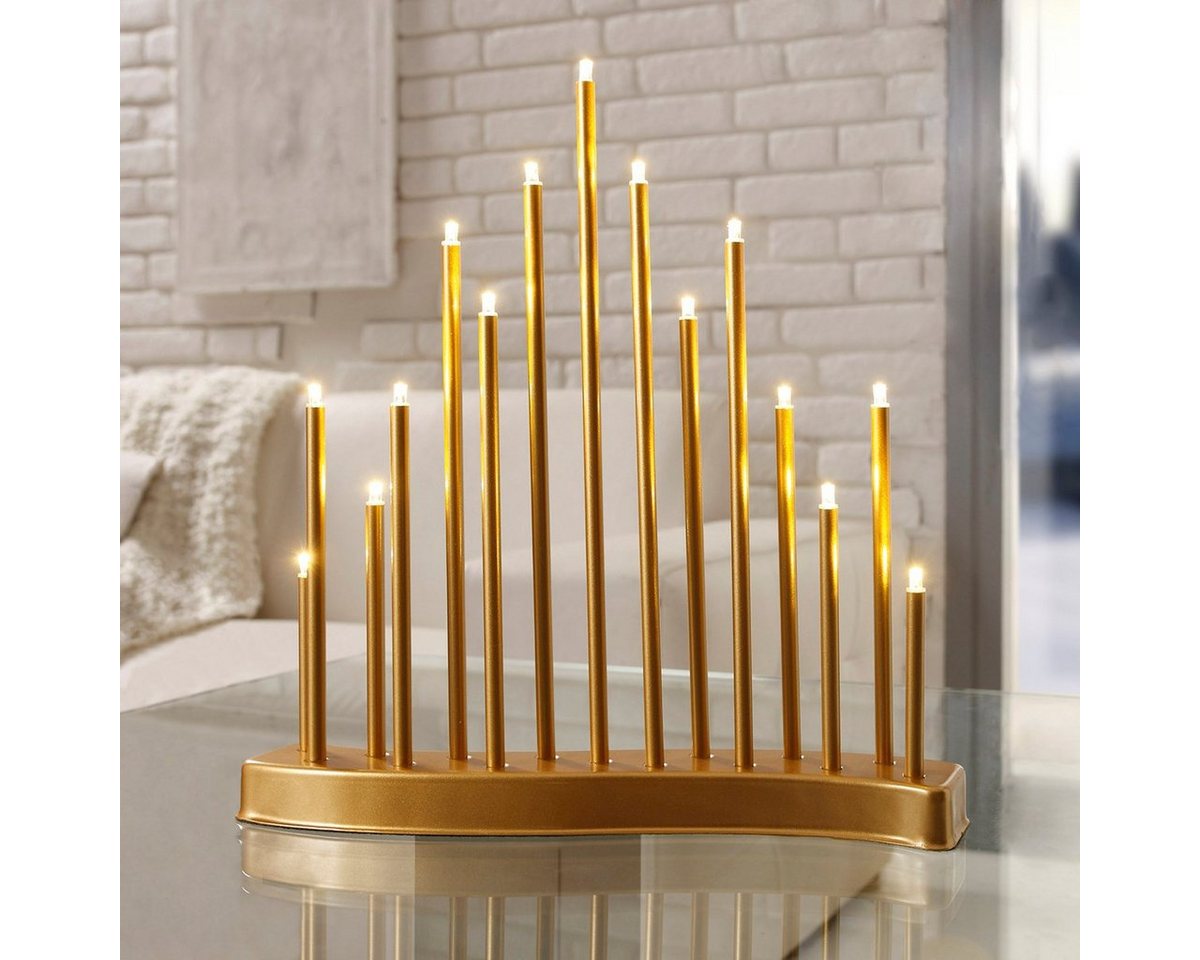 MeLiTec Fensterleuchter SL22-1, warmweiß, LED, Lichterbogen, Schwibbogen, Advent, Weihnachtsleuchter, Stimmungsleuchte, S-Bogen, Gold, Stecker, XMAS, Weihnachten Bild 3