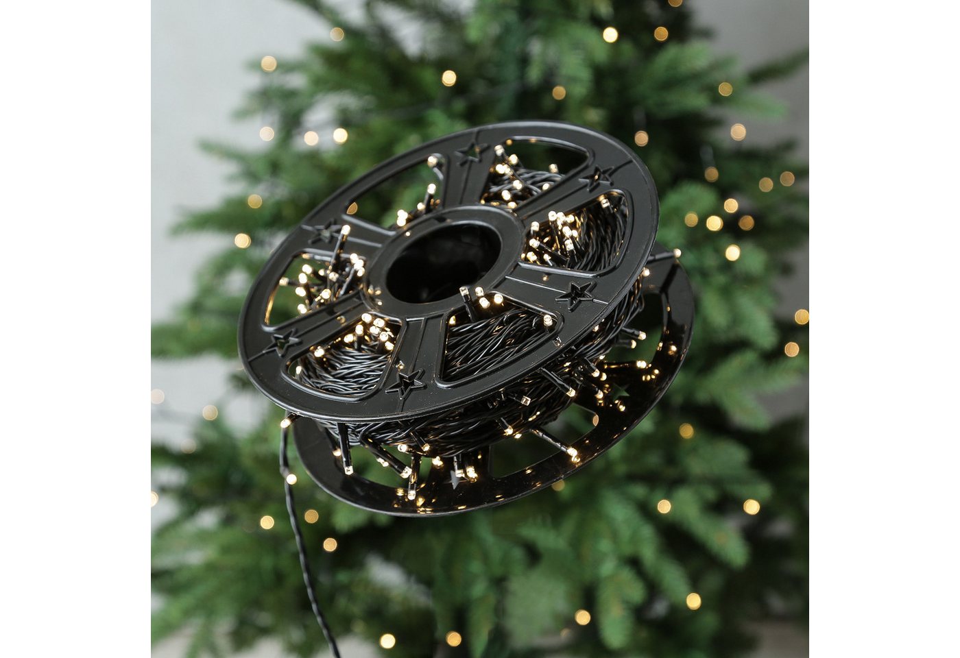 MARELIDA LED-Lichterkette Weihnachtslichterkette auf Kunststoffrad 50m 500LED 8Modi Timer Außen, 500-flammig Bild 4