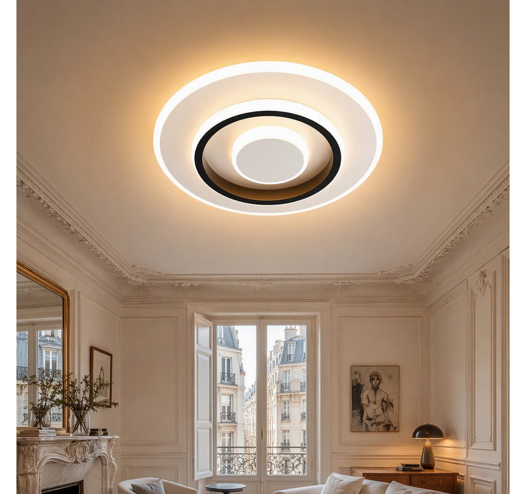 BlingBin LED Deckenleuchte Dimmbar Deckenlampe LED Moderne 22W Runde/Quadrat, D24xH5cm, LED fest integriert, Neutralweiß, Kaltweiß, 22 W 1496 lm, ultraflach 5 cm, Ø 24 cm, für Wohnzimmer Bild 2