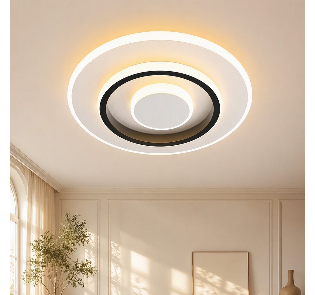BlingBin LED Deckenleuchte Dimmbar Deckenlampe LED Moderne 22W Runde/Quadrat, D24xH5cm, LED fest integriert, Neutralweiß, Kaltweiß, 22 W 1496 lm, ultraflach 5 cm, Ø 24 cm, für Wohnzimmer Bild 3