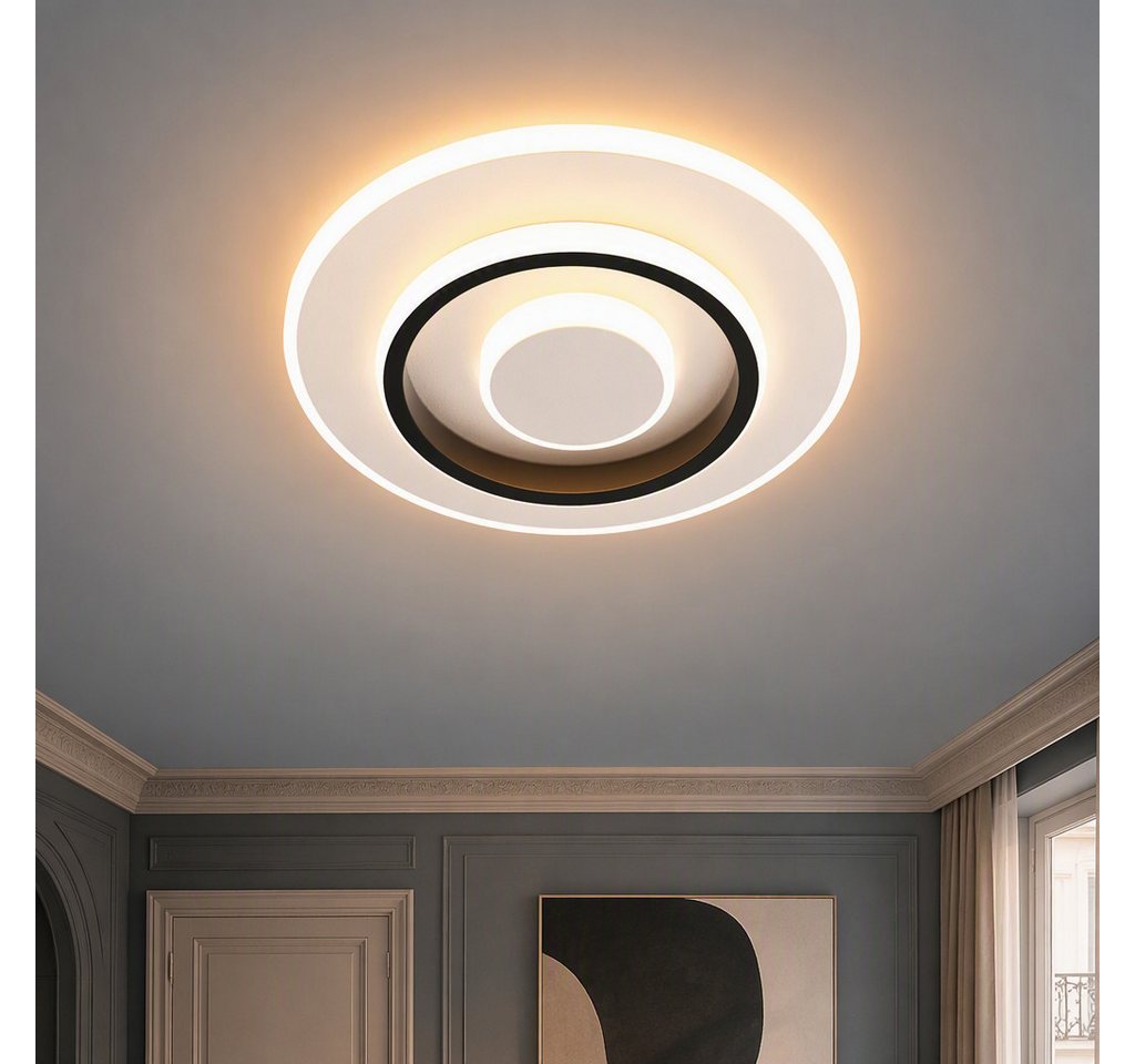 BlingBin LED Deckenleuchte Dimmbar Deckenlampe LED Moderne 22W Runde/Quadrat, D24xH5cm, LED fest integriert, Neutralweiß, Kaltweiß, 22 W 1496 lm, ultraflach 5 cm, Ø 24 cm, für Wohnzimmer Bild 5